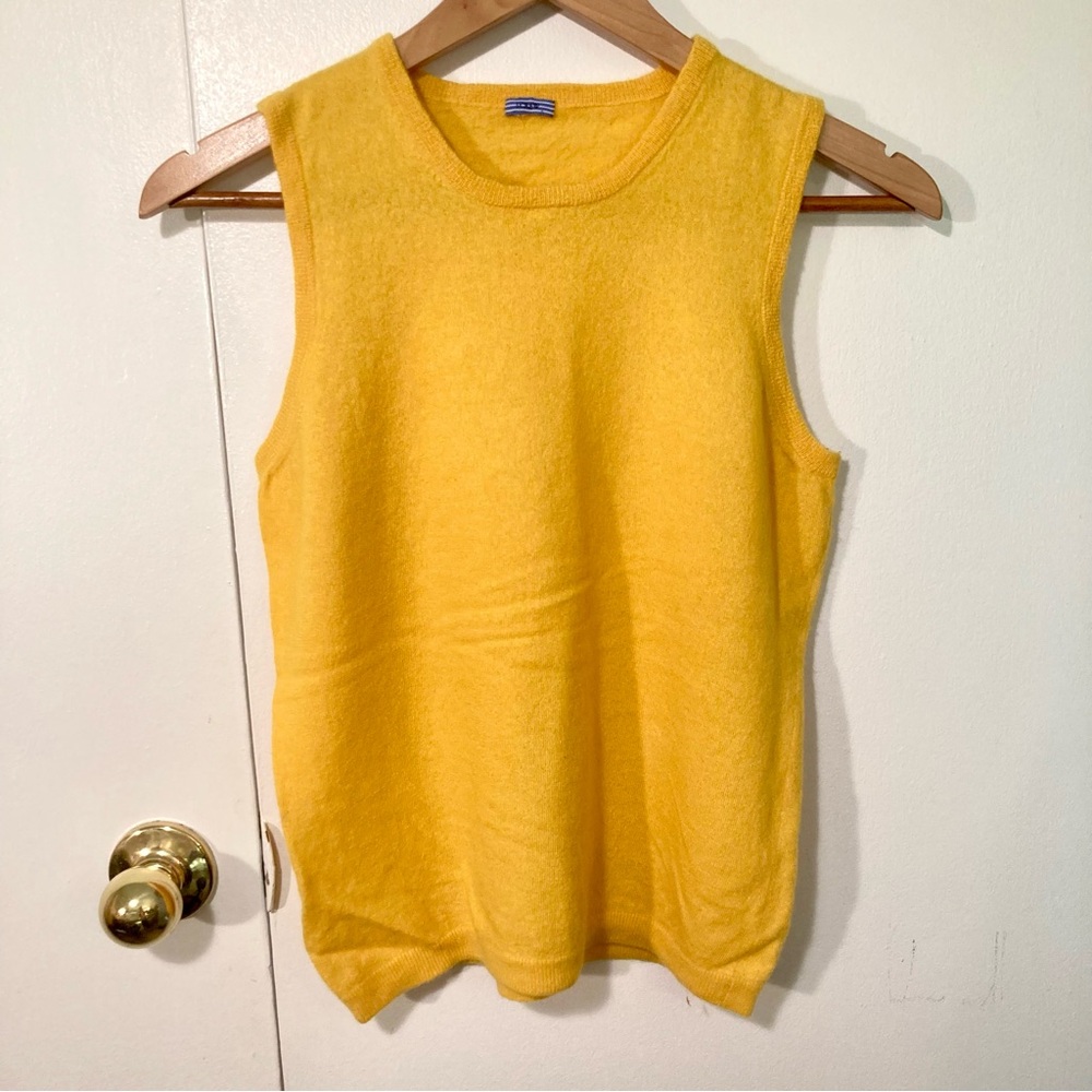 J. Crew 100% Cashmere Sleeveless Sweater Top Shell Tank Top Yellow - Holes